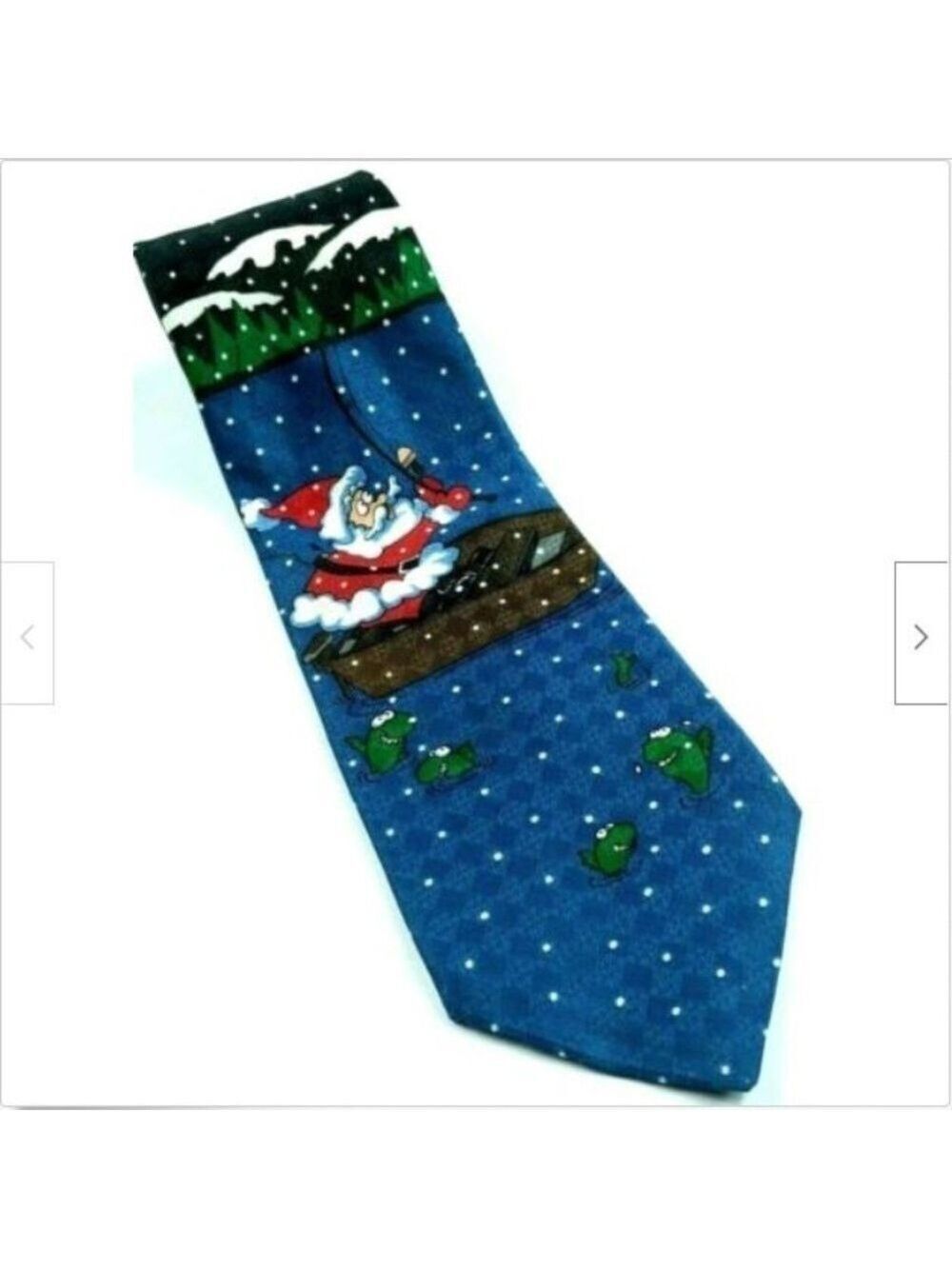 Hallmark Santa Claus Fishing Boat Christmas Tie